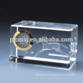 2015 office stationery crystal desk clock K9 Crystal Clock 3D Laser Engraved Crystal Cube With Clock For Souvenirs